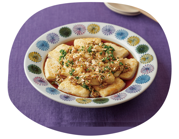 焼き豆腐のねぎソースかけ