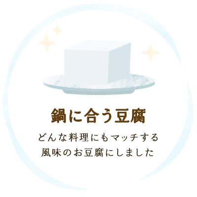 鍋に合う豆腐　どんな料理にもマッチする風味のお豆腐にしました