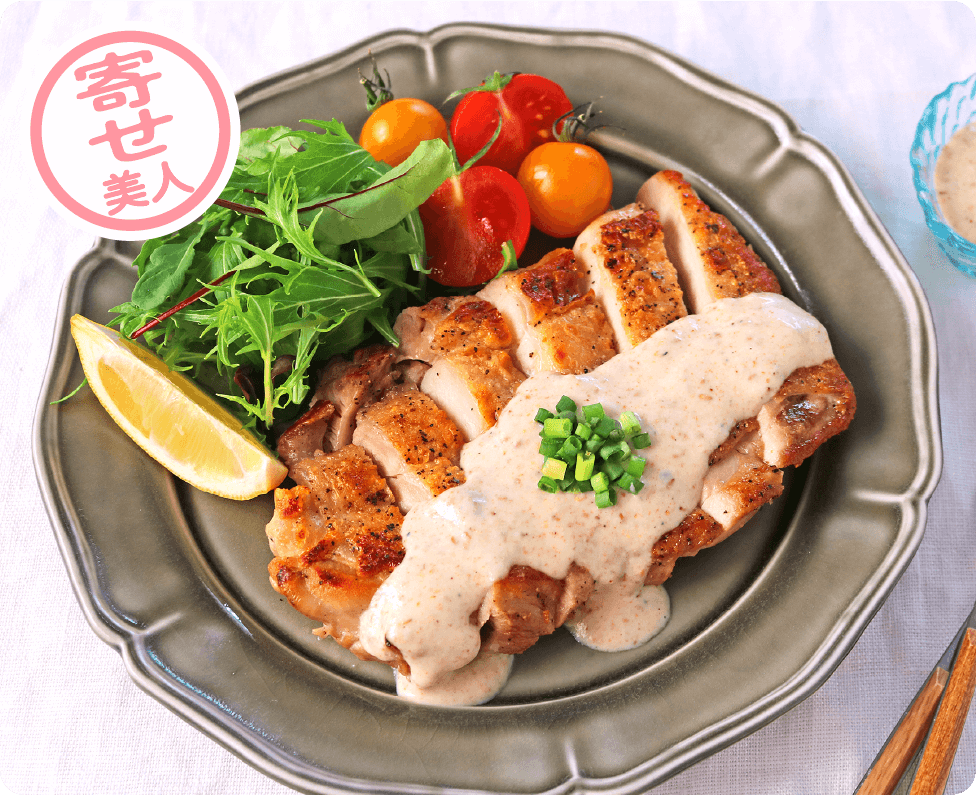 カリカリチキンの豆腐ソースかけ