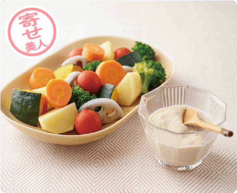 温野菜の豆腐ソースかけ